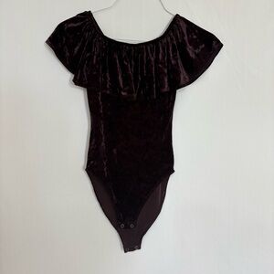 American Eagle Outfitters Women's Off The Shoulder Bodysuit Dark Purple Size XXS